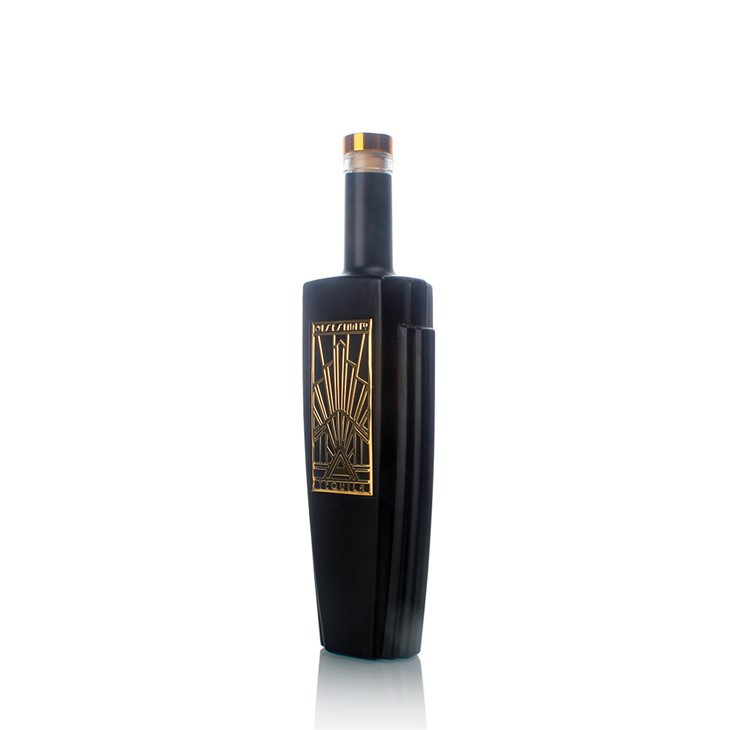Black Glass Bottle For Tequila With Cork